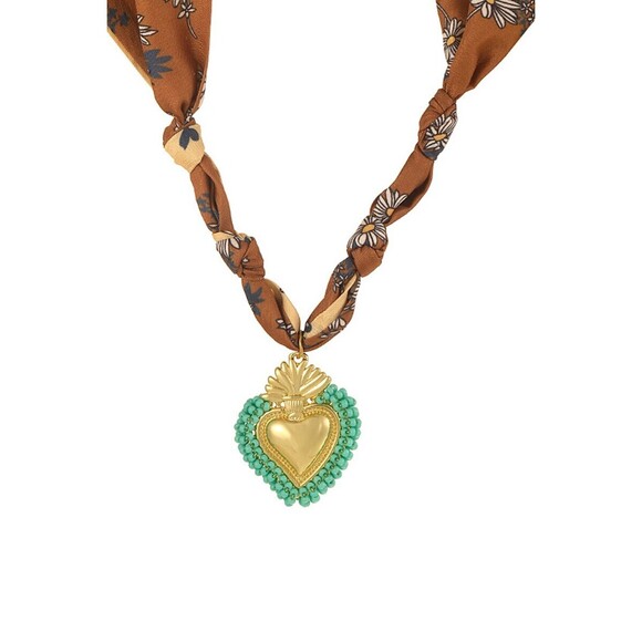 Swan Madchen Jewelry - T21213 P87702 PB Swan Madchen Copper Heart Bead Necklace Brown/Turquoise OneSize